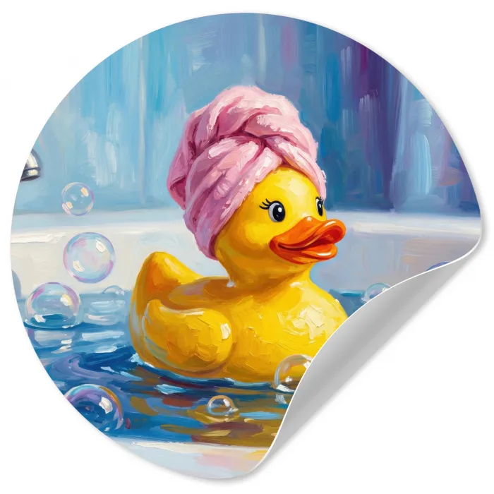 Creatief - Badeend - Kleurrijk Wandcirkel behangsticker klein -3d