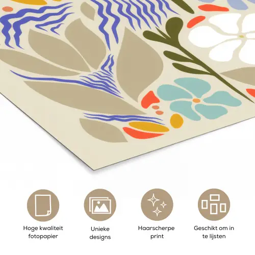 Abstract - Bloemen - Bladeren poster papier klein -closeup_NL