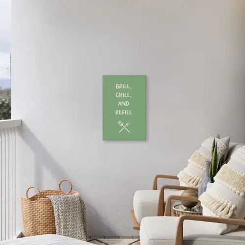 Grill - Groen - Zomer - Quote Tuinposter op houten frame 2 cm dik klein -sfeer1
