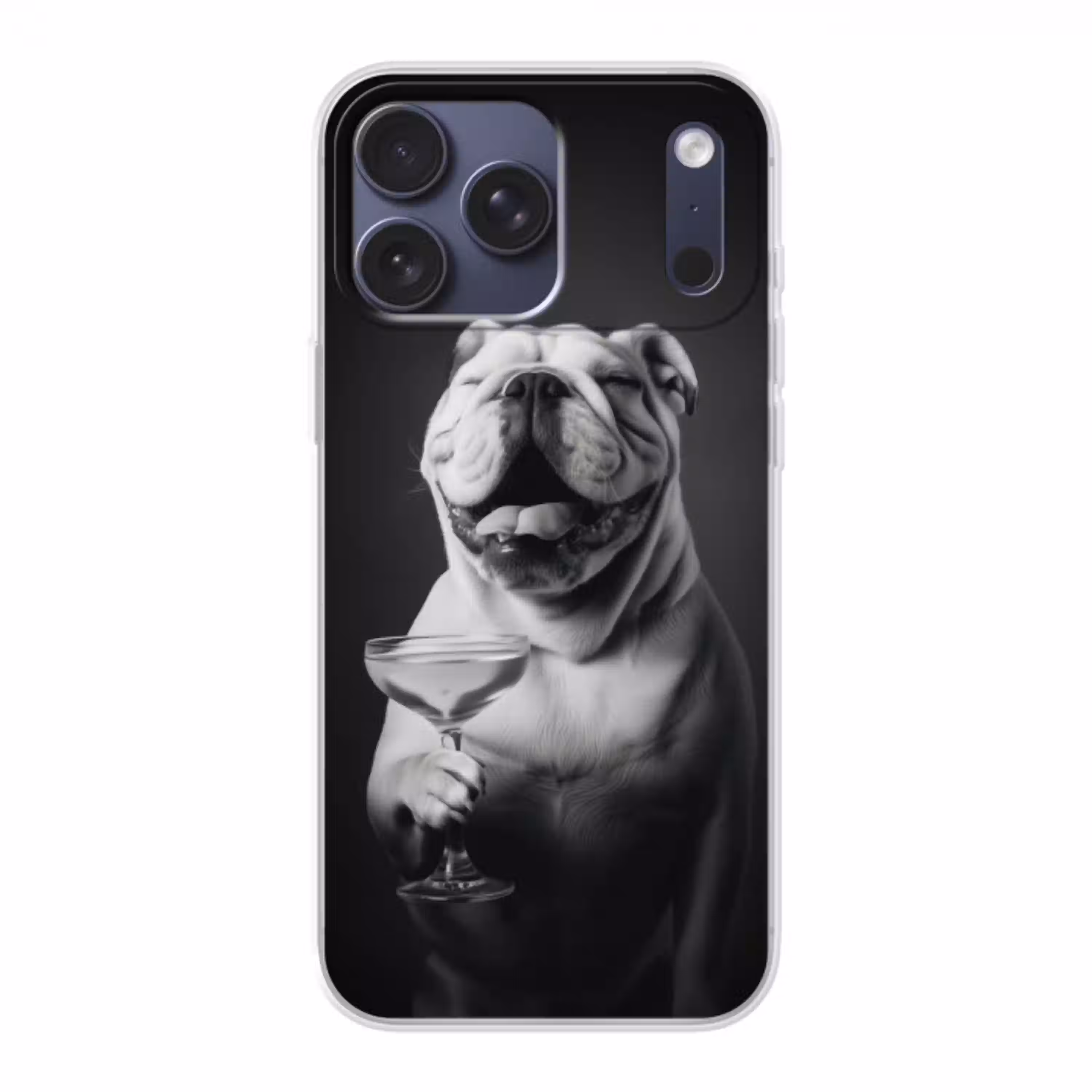 Buldog - Hond - Glas Telefoonhoesje iPhone 17 Pro Max klein -3d