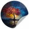 Boom - Blauw - Bladeren - Vakken Wandcirkel behangsticker klein -3d