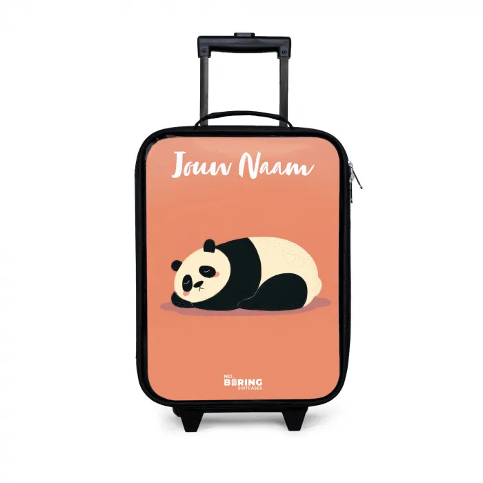 Panda - Slapen - Oranje Kinderkoffer - Zwart klein -3d
