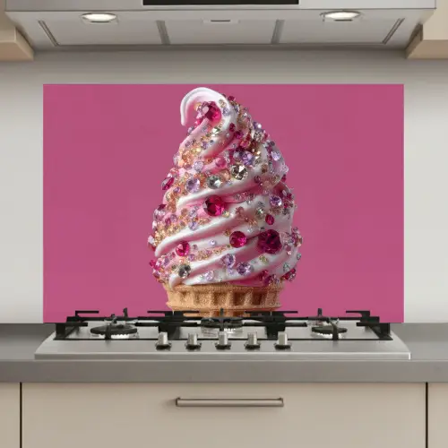 Softijs - Edelstenen - Roze - Hoorntje keuken achterwand spatscherm klein -3d_website