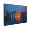 Skyline - Penseelstreken - Donkerblauw - Lichtgevend canvas 2cm klein -z3d