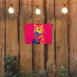Kat - Kimono - Bloemen - Roze tuinposter los doek klein -sfeer1