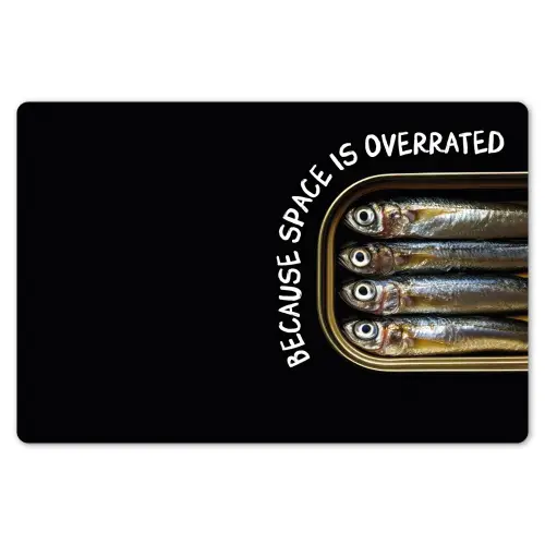 Sardines - Tekst - Vis - Blik Placemat vinyl groot -zzsfeer1_Kitchenyeah-website