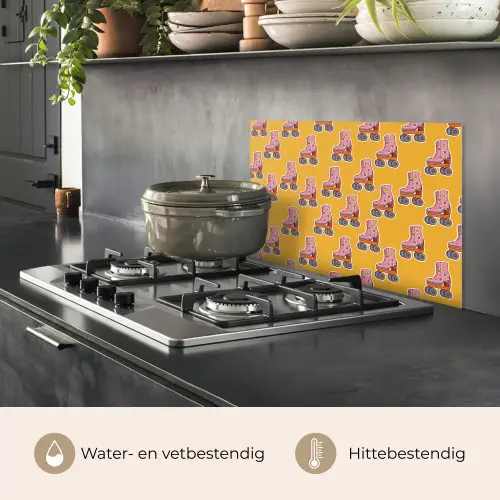 Geel - Rolschaatsen - Patroon keuken achterwand spatscherm klein 900 -usp_NL