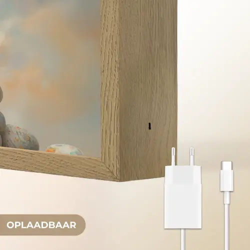 Konijn - Eieren - Kleurrijk Light Box met batterij (Wandlamp) middel -USP_websiteoplaadbaarNL