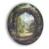 Doorkijk - Rozenboog - Uitzicht - Landschap - Bloemen Akoestische PET Vilt - Rond klein -3d