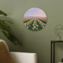 Tulpen - Landschap - Roze Akoestische PET Vilt - Rond klein -sfeer2