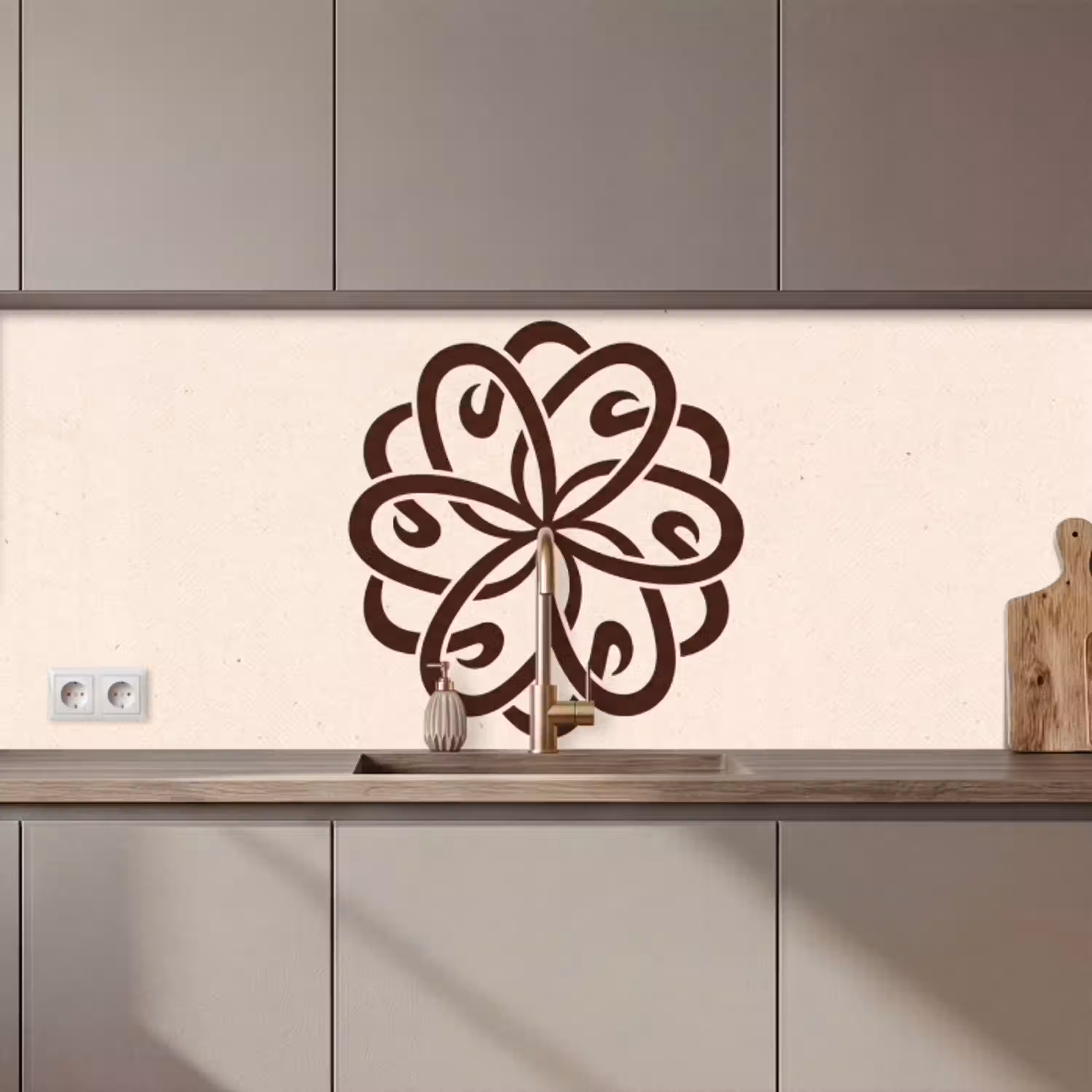 Patroon - Knoop - Abstract - Modern - Bruin keuken achterwand 2 middel zz_3dshopping