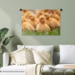 Pijltje - Eend - Natuur - Geel Wandkleed katoen klein -sfeer7