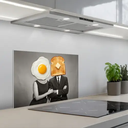 Ontbijt - Koppel - Ei - Brood keuken achterwand spatscherm klein -3d_schuin