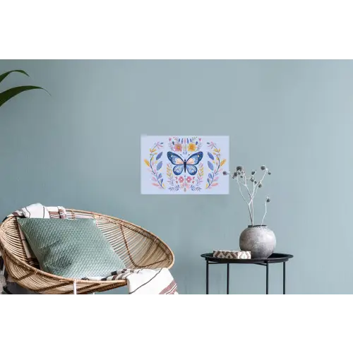 Vlinder - Lichtblauw - Sierlijk - Bloemen Muursticker klein -plant