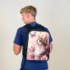 Kat - Paars - Vlinders - Bloemen Rugzak - Zwart middel -sfeer8