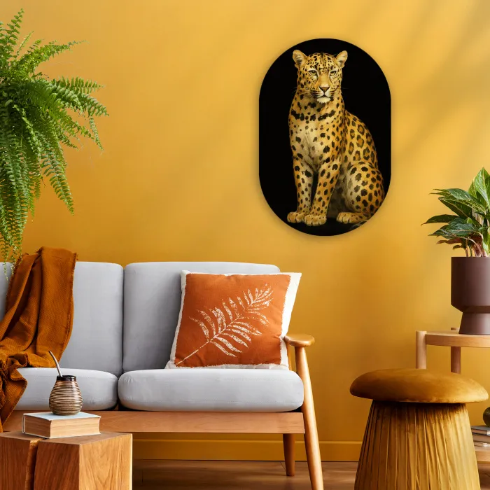 Panter - Realistisch - Bruin Wandcirkel Ovaal Forex klein -sfeer4
