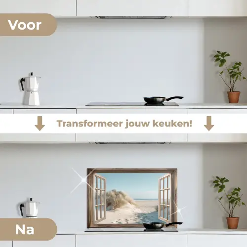Doorkijk - Helmgras - Duinen - Zee - Landschap keuken achterwand spatscherm klein -voor_na_NL
