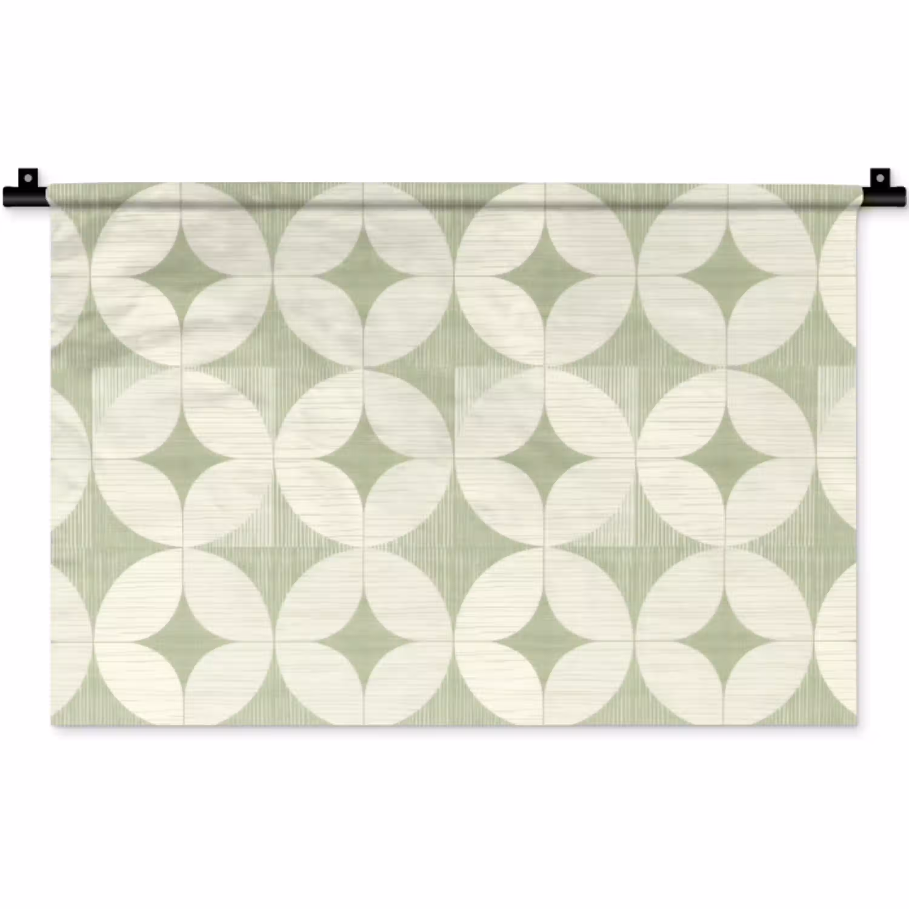 Saliegroen - Geometrisch - Retro - Mid-Century - Patroon Wandkleed katoen klein 269 -zz3d