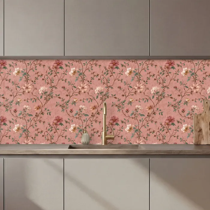 Botanisch - Bloemen - Roze keuken achterwand 2 middel 871 zz_3dshopping