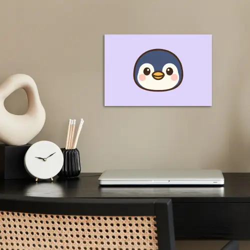 Pinguïn - Paars - Schattig poster papier klein -sfeer1