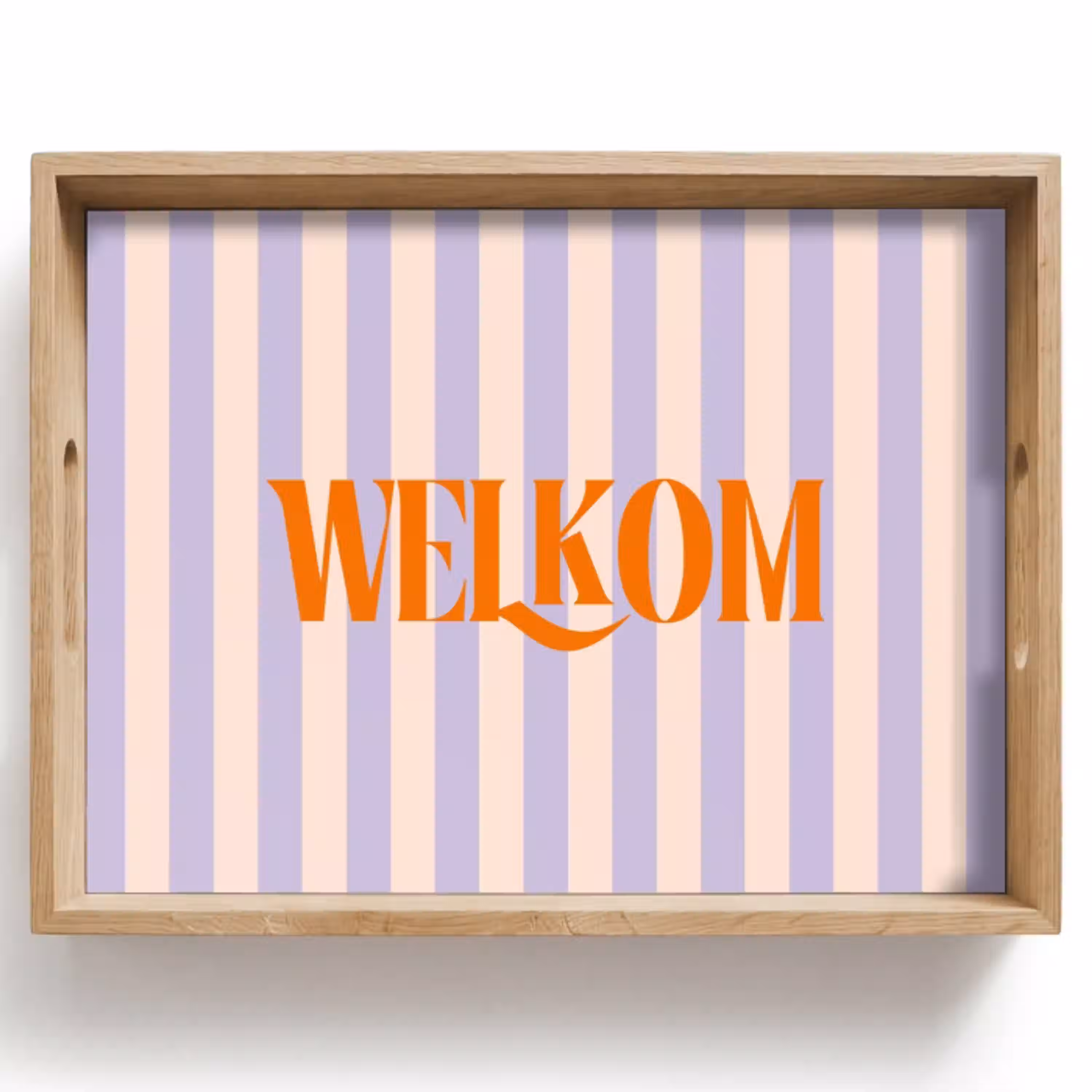 Lila - Oranje - Strepen - Welkom Dienblad Rechthoek middel -z3d_shopping