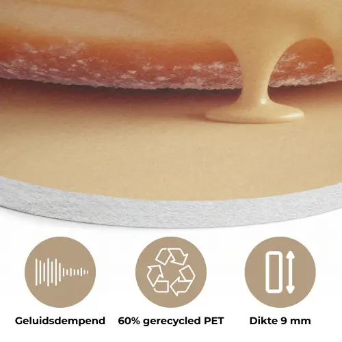 Donut - Romig - Poedersuiker - Beige Akoestische PET Vilt - Rond klein -closeup_NL