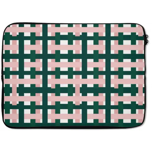 Vlechtpatroon - Groen - Roze - Grafisch laptophoes neopreen klein 279 -zkaufland3dotto