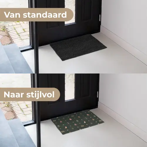 Patroon - Kerstsymbolen - Groen Deurmat klein 898 -voor-na_NL