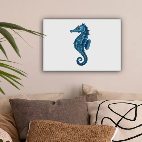 Zeepaardje - Staart - Blauw canvas 2cm klein -sfeer1