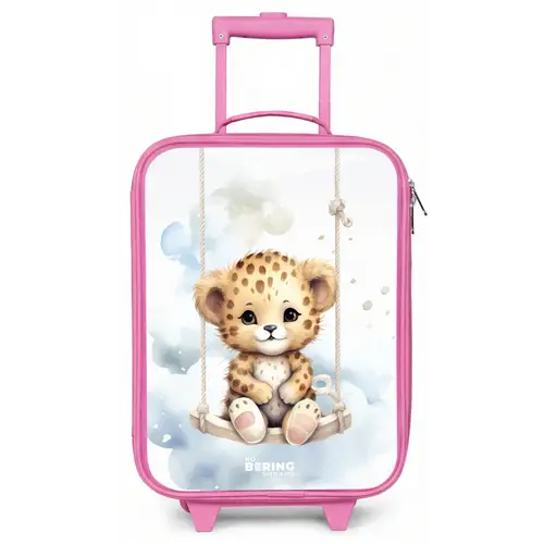 Cheeta welpje op een schommel in de wolken Kinderkoffer - Roze klein -zz3dotto