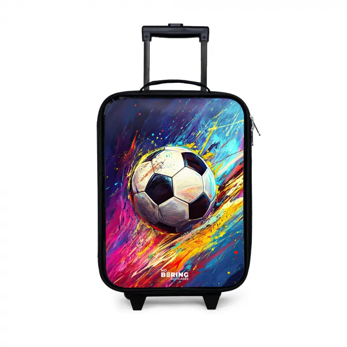 Neon - Voetbal - Kleurrijk Kinderkoffer - Zwart klein -3d