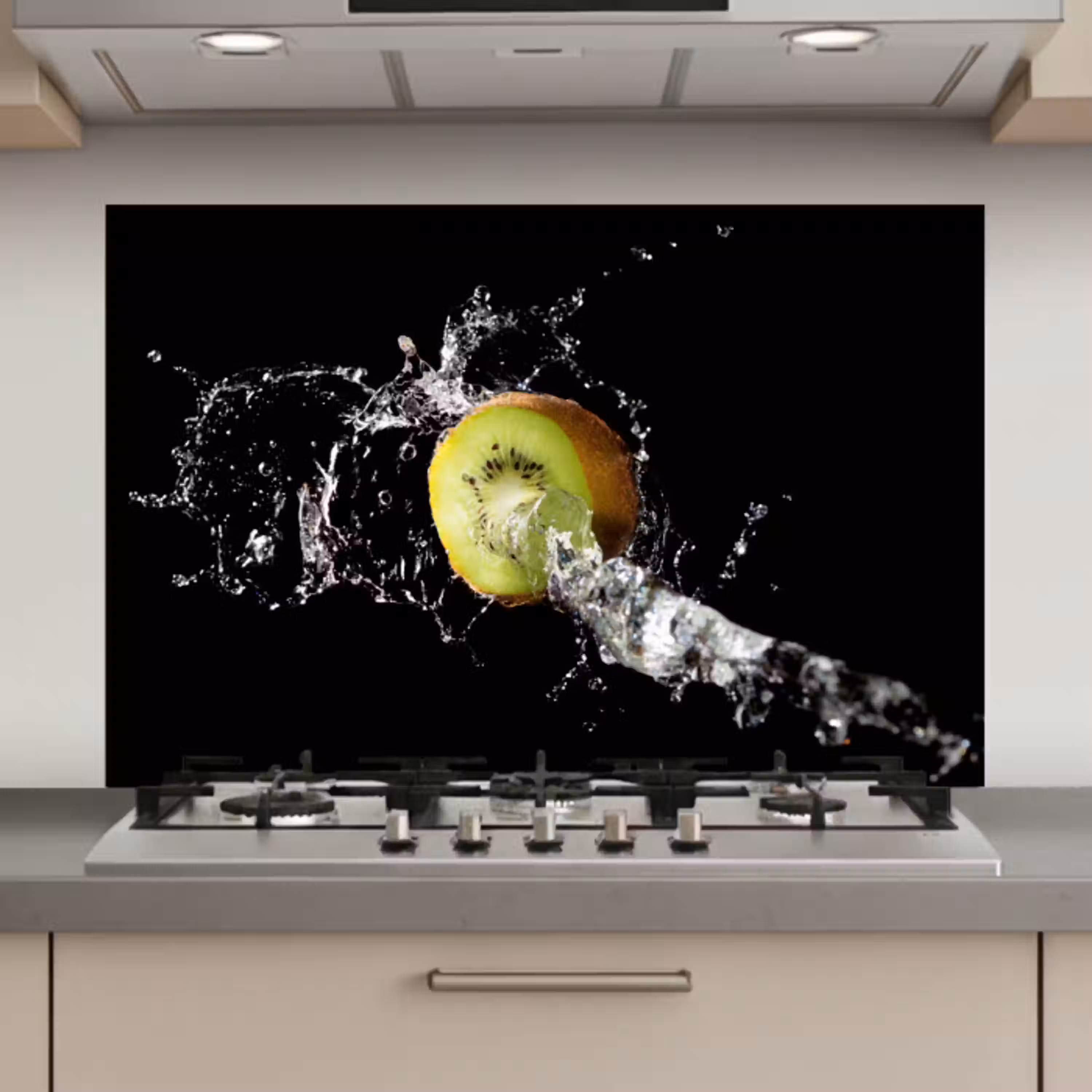 Kiwi - Fruit - Stilleven - Water - Zwart keuken achterwand spatscherm klein -3d_website