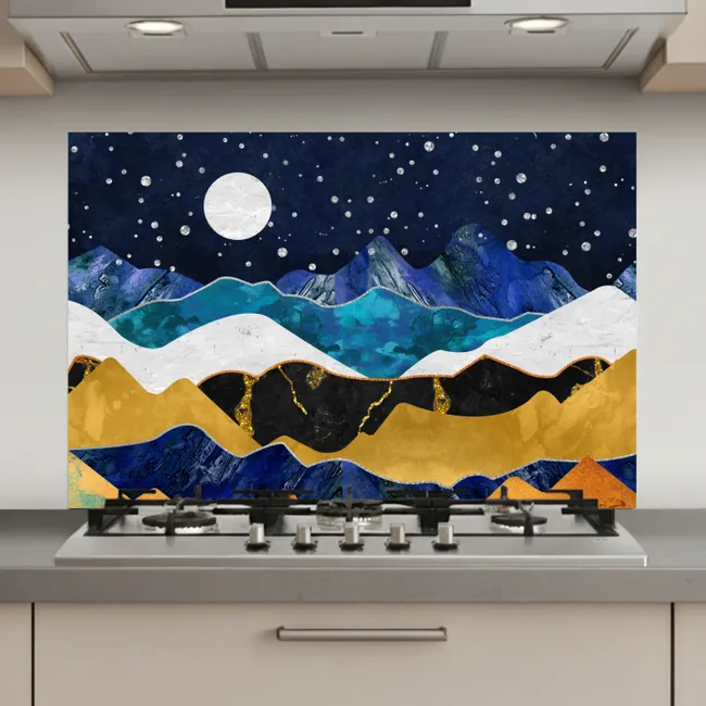 Nacht - Goud - Marmer - Abstract - Landschap - Berg keuken achterwand spatscherm klein -3d_website