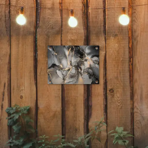 Grijs - Luxe  - Goud - Marmer tuinposter los doek klein -sfeer1