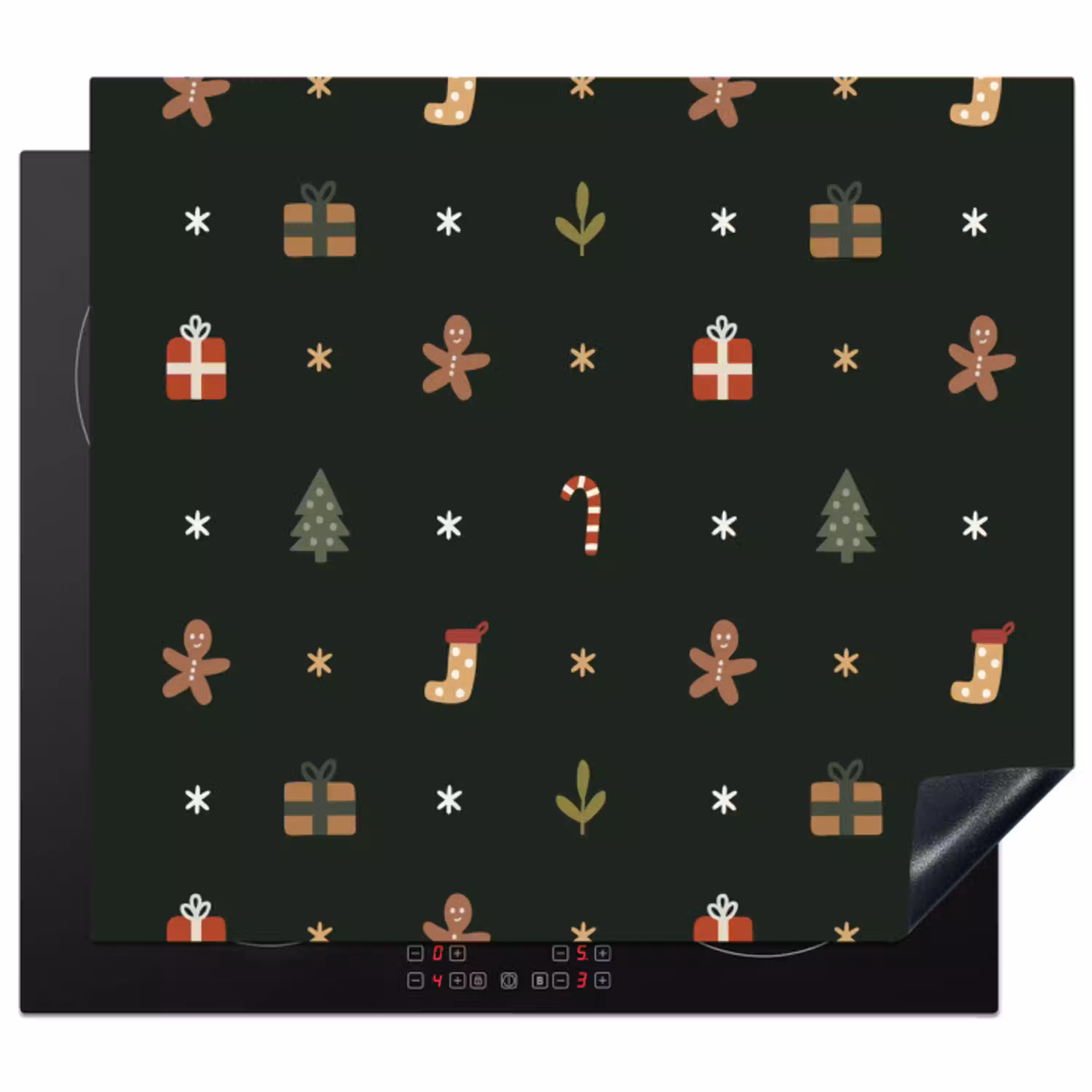 Patroon - Kerstsymbolen - Groen Inductie beschermer vinyl 3mm middel 274 -3d