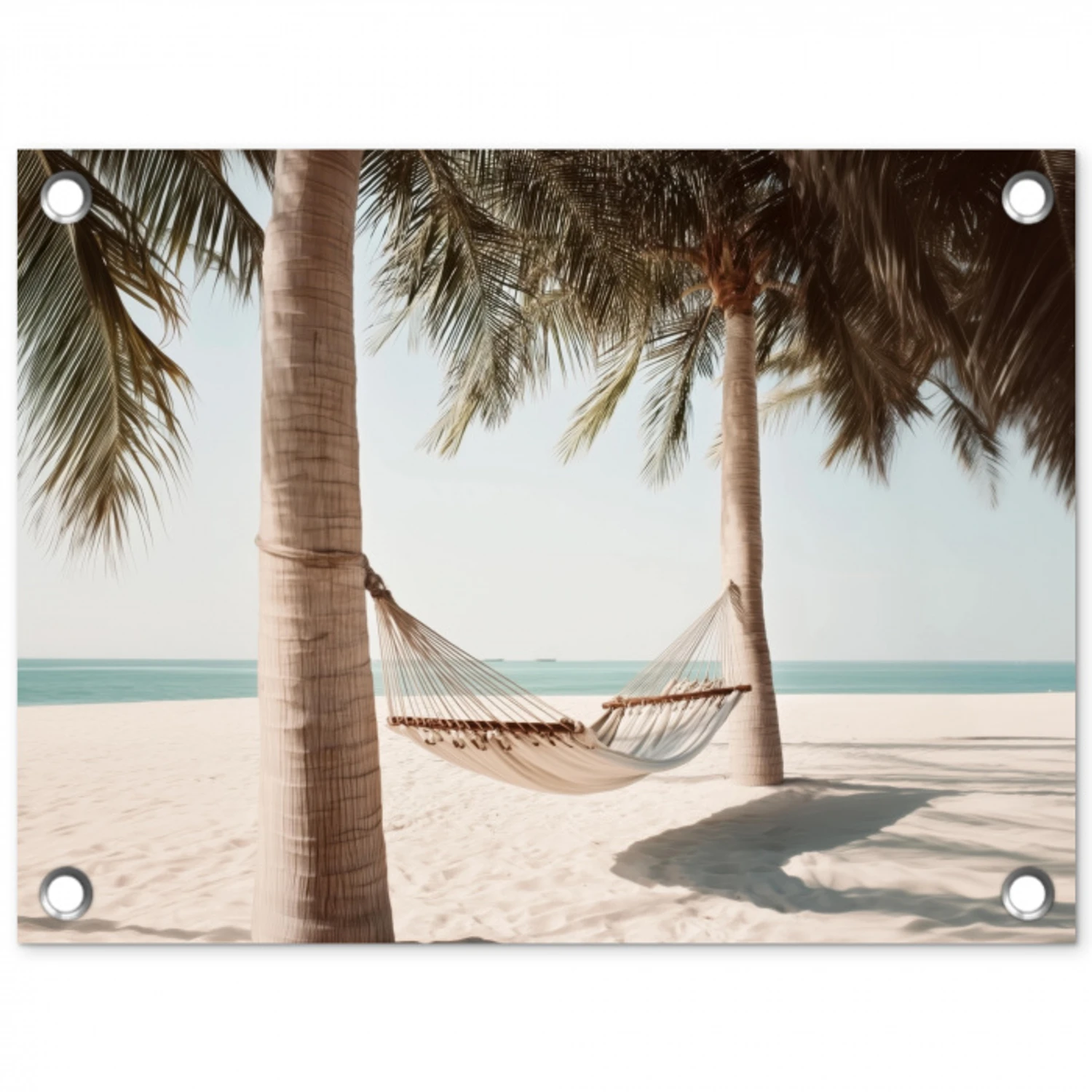 Hangmat - Palmbomen - Strand - Zee tuinposter los doek klein -3d