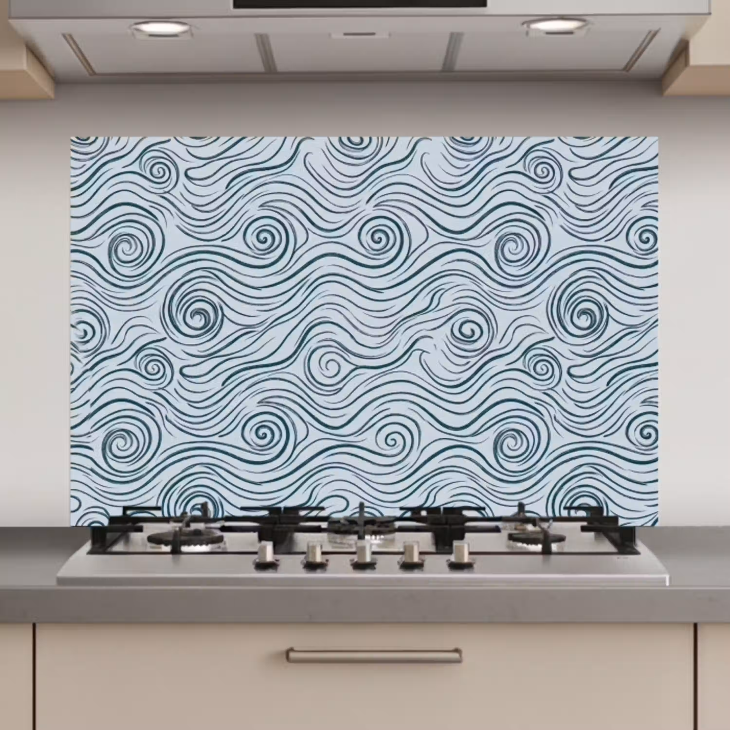 Patroon - Golven - Abstract - Modern - Blauw keuken achterwand spatscherm klein -3d_website