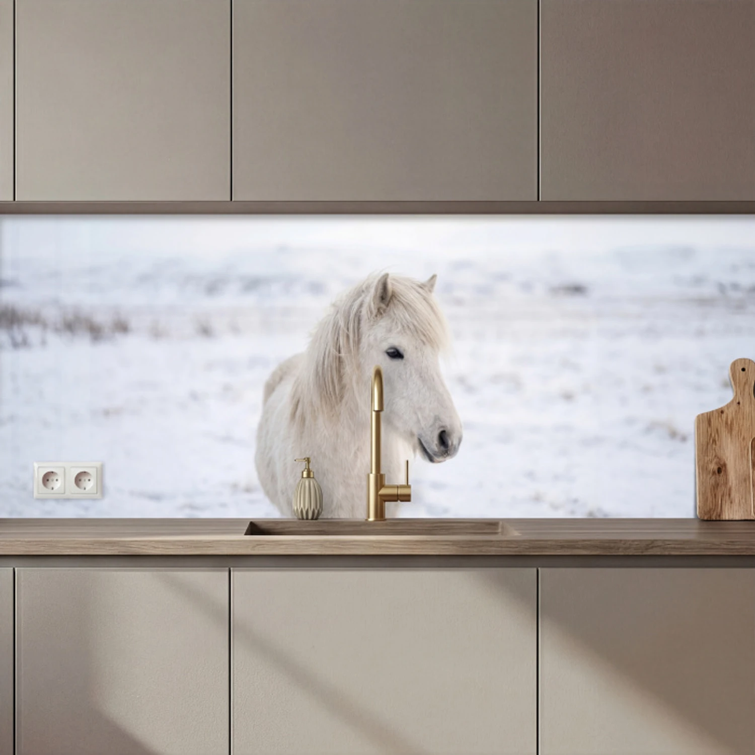 Paard - Kop - Winter - Dieren - Wit keuken achterwand 2 middel zz_3dshopping