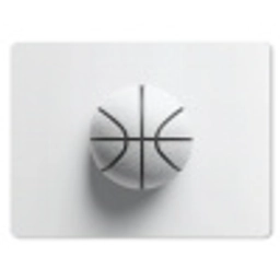 Basketbal - Wit - Schaduw - Lijnen muismat rubber klein -3d
