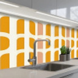 Geometrisch - Patroon - Geel - Roze keuken achterwand 2 middel 871 -3d_schuin