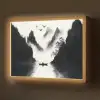 Roeiboot - Mistig - Bergen - Vogels Light Box met batterij (Wandlamp) middel -z3d_website