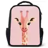 Giraffe - Wimpers - Minimalistisch - Roze Rugzak - Zwart middel -3d