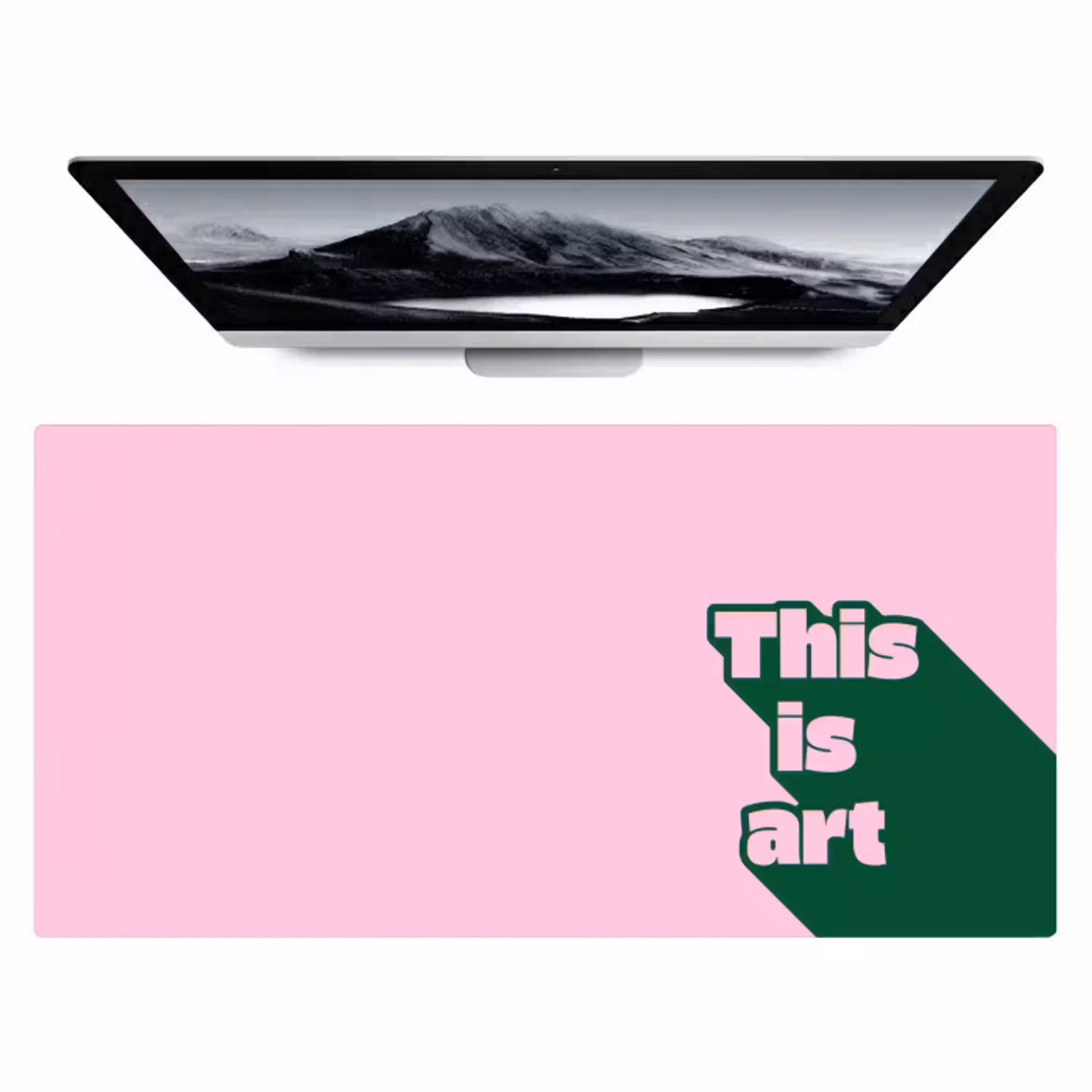 Groen - Teskt - This is art - Roze Muismat XXL klein -zzz3d