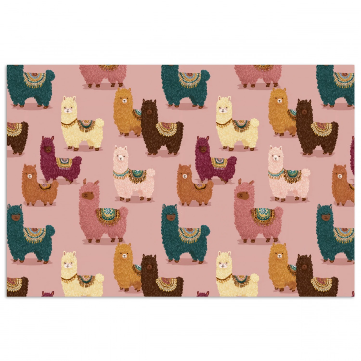 Alpaca's - Patroon - Kleurrijk poster papier klein 62 -3d