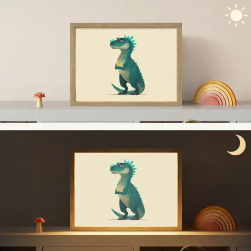 Dinosaurus - Turquoise - Stekels Light Box met batterij (Wandlamp kind) middel -sfeer3_kind