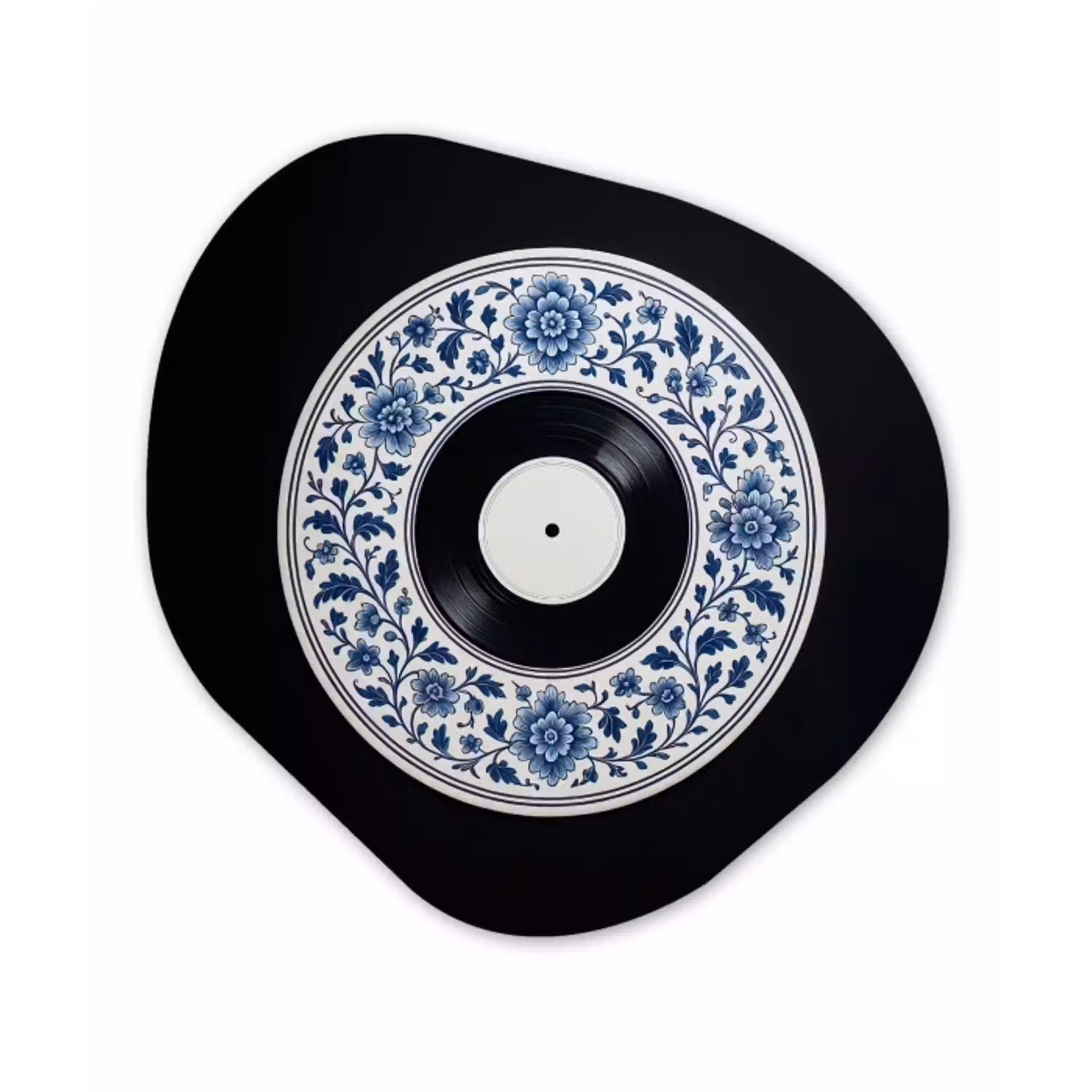 Vinyl - LP - Delfts Blauw - Muziek Wandcirkel Organisch Aluminium middel -3d