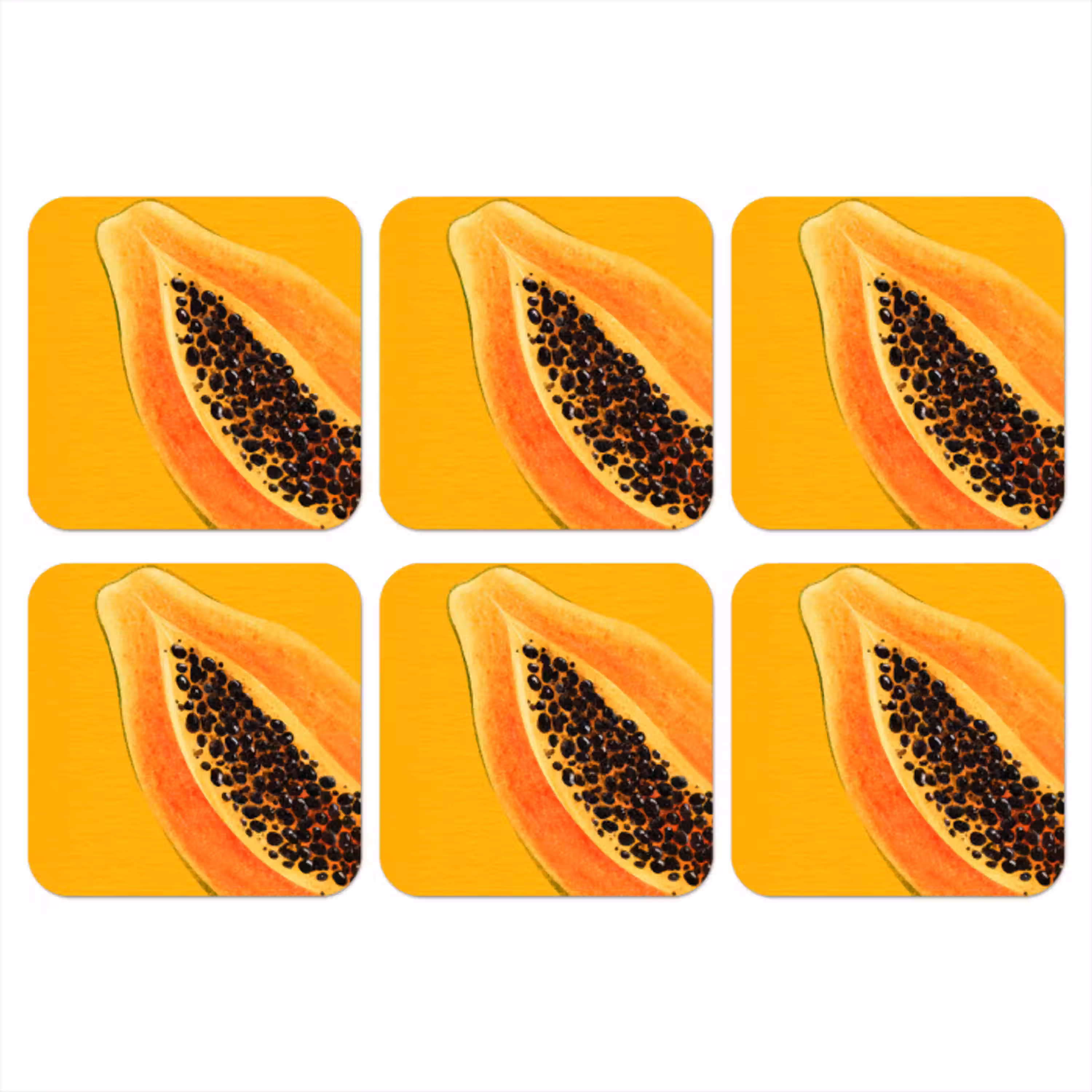 Papaja - Oranje - Topisch onderzetter kurk middel -3d