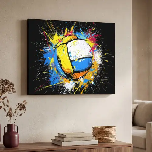 Graffiti - Sport - Volleybal - Bal Textielframe zwart klein -sfeer3