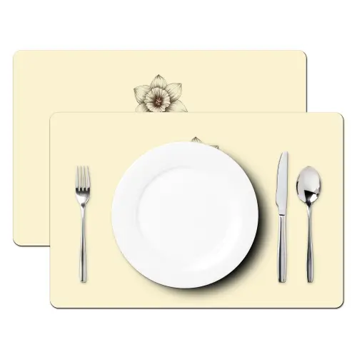 Zwart - Narcis - Illustratie Placemat vinyl groot -zzsfeer2_Kitchenyeah-website