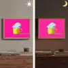 Mok - Wolken - Roze - Minimalitisch Light Box met batterij (Wandlamp) middel -sfeer3